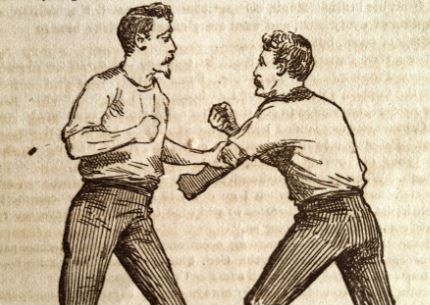 Above: Image from Colonel Monstery's treatise on bare-knuckle boxing, Self-Defense for Gentlemen and Ladies.